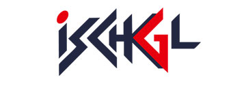 Logo der Gemeinde Ischgl: "Ischgl" in zackigen, eng aneinander liegenden grauen und roten Buchstaben